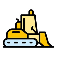 Poster - Building bulldozer icon. Outline building bulldozer vector icon color flat isolated