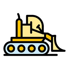 Poster - road bulldozer icon. outline road bulldozer vector icon color flat isolated