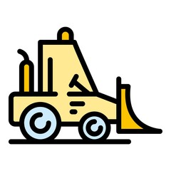 Wall Mural - Industry bulldozer icon. Outline industry bulldozer vector icon color flat isolated