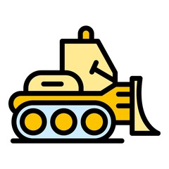 Wall Mural - Bulldozer loader icon. Outline bulldozer loader vector icon color flat isolated