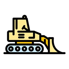 Poster - Power bulldozer icon. Outline power bulldozer vector icon color flat isolated