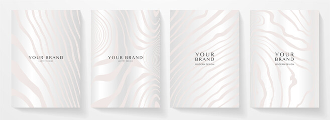Wall Mural - modern elegant cover design set. luxury fashionable background with abstract line pattern in silver,