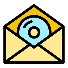 Poster - Audio mail icon. Outline audio mail vector icon color flat isolated