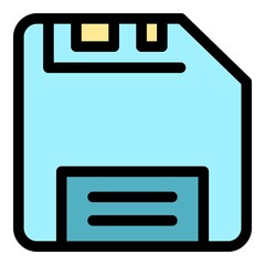 Poster - Old floppy disk icon. Outline old floppy disk vector icon color flat isolated