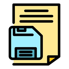 Poster - Floppy disk paper icon. Outline floppy disk paper vector icon color flat isolated