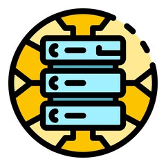 Poster - Global server data icon. Outline global server data vector icon color flat isolated