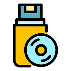 Poster - Audio data usb icon. Outline audio data usb vector icon color flat isolated