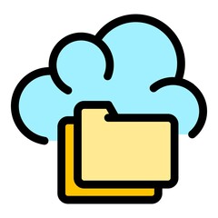 Poster - Folder server data icon. Outline folder server data vector icon color flat isolated