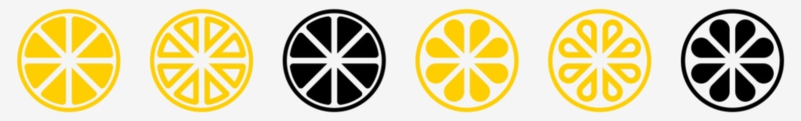 Wall Mural - lemon slice icon yellow lemon slices set | lemons icon slice vector illustration logo | lemon-icon i