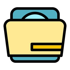 Poster - Audio folder icon. Outline audio folder vector icon color flat isolated