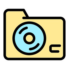 Poster - Modern audio music folder icon. Outline modern audio music folder vector icon color flat isolated