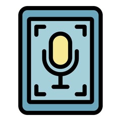 Poster - tablet audio record icon. outline tablet audio record vector icon color flat isolated