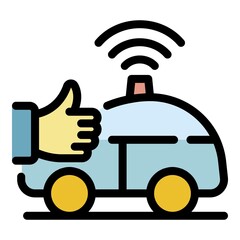 Poster - Stop unmanned taxi icon. Outline stop unmanned taxi vector icon color flat isolated