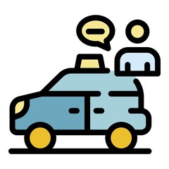 Poster - Online taxi icon. Outline online taxi vector icon color flat isolated