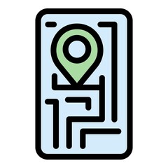 Poster - Smartphone carsharing location icon. Outline smartphone carsharing location vector icon color flat isolated