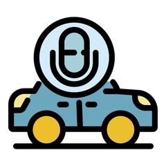 Poster - Voice assistant driverless car icon. Outline voice assistant driverless car vector icon color flat isolated