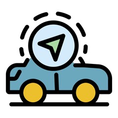 Poster - Gps taxi control icon. Outline gps taxi control vector icon color flat isolated