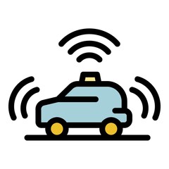 Poster - Smart car icon. Outline smart car vector icon color flat isolated