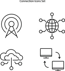 Poster - connection icons set isolated on white background. connection icon thin line outline linear connection symbol for logo, web, app, UI. connection icon simple sign.