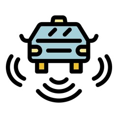 Poster - Driverless car taxi icon. Outline driverless car taxi vector icon color flat isolated