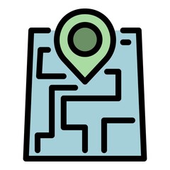 Poster - Online gps map icon. Outline online gps map vector icon color flat isolated