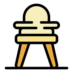 Poster - Plastic feeding chair icon. Outline plastic feeding chair vector icon color flat isolated
