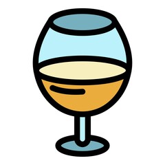 Canvas Print - Wine glass icon. Outline wine glass vector icon color flat isolated