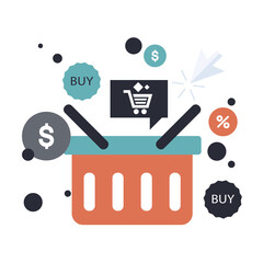 Wall Mural - On line shopping and payment Methods. Mobile payments. Pay per click and online order. Flat vector illustration