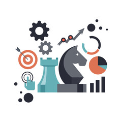 Wall Mural - strategy. flat design icons for internet advertising web development, internet marketing strategy, c