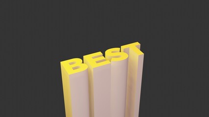 Poster - Best letter in 3D Style line. 3D Illustration in minimal background with space text