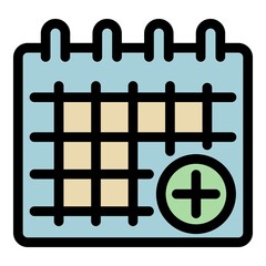 Poster - New meeting calendar icon. Outline new meeting calendar vector icon color flat isolated