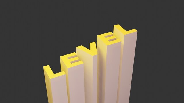 Level letter 3D Style line in dark background. 3D Illustration minimal background