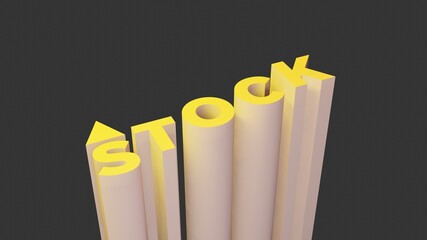 Poster - Stock letter 3D style dark background. Minimal background. Moving down stock 3D illustration with copy space