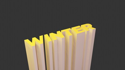 Poster - Winter letter 3D style in dark background. 3D illustration minimal background. Seasonal text with copy space