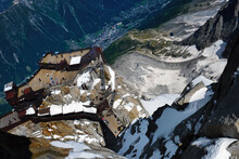 Aiguille Du Midi Peak And Roof Of Cable Car Station Seen From Skywalk Platform, Mont Blanc Massif, French Alps, Haute Savoie Region, Chamonix, France