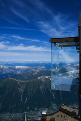 Canvas Print - No people in the  'Step into the Void' glass box on the Aiguille Du Midi (3842m) mountain top above Chamonix, Mont-Blanc massif, Haute Savoie,  France.