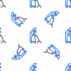 Poster - Line Grandmother icon isolated seamless pattern on white background. Colorful outline concept. Vector