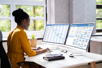 Poster - Woman Working On Calendar Agenda Schedule