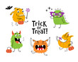 Vector set of  cute cartoon monsters for trick or treat Halloween design