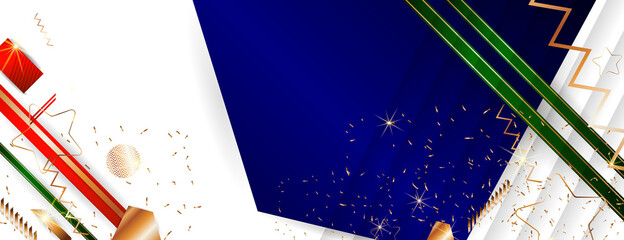 Wall Mural - Christmas and New Year white stylish background. Luxury beautiful banner. Bright Winter holiday composition. Vector stock illustration