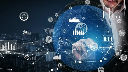 Poster - conceptual business dashboard for financial data analysis . 3d render computer graphic .