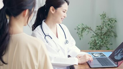 Aufkleber - 診察を受ける妊婦　産婦人科　レディースクリニック