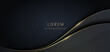 Abstract curve dark blue layer luxury background with golden line curve on dark blue background.
