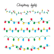 Christmas Lights Vector. Colorful Light Bulbs For Christmas Decorations.