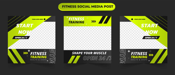 Wall Mural - gym and fitness square banner template promotional banner for social media post web banner and flyer