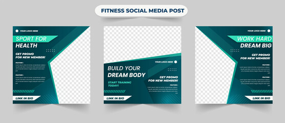 Wall Mural - Gym train and fitness square banner template promotional banner for social media post web advertising and flyer