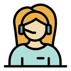 Poster - Call center operator icon. Outline call center operator vector icon color flat isolated