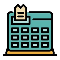 Fototapete - Cashier machine icon. Outline cashier machine vector icon color flat isolated