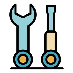 Wall Mural - Repair tools icon. Outline repair tools vector icon color flat isolated