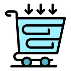 Poster - Product trolley icon. Outline product trolley vector icon color flat isolated